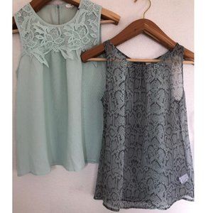 2PCs Sleeveless Blouse - Size S